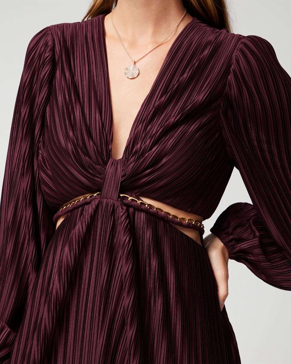 Long Sleeve Chain Cutout Maxi Dress | White House Black Market